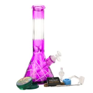 12" 5mm Crystal Matrix Glass Bong 9-in-1 Dab Kit (Purple)